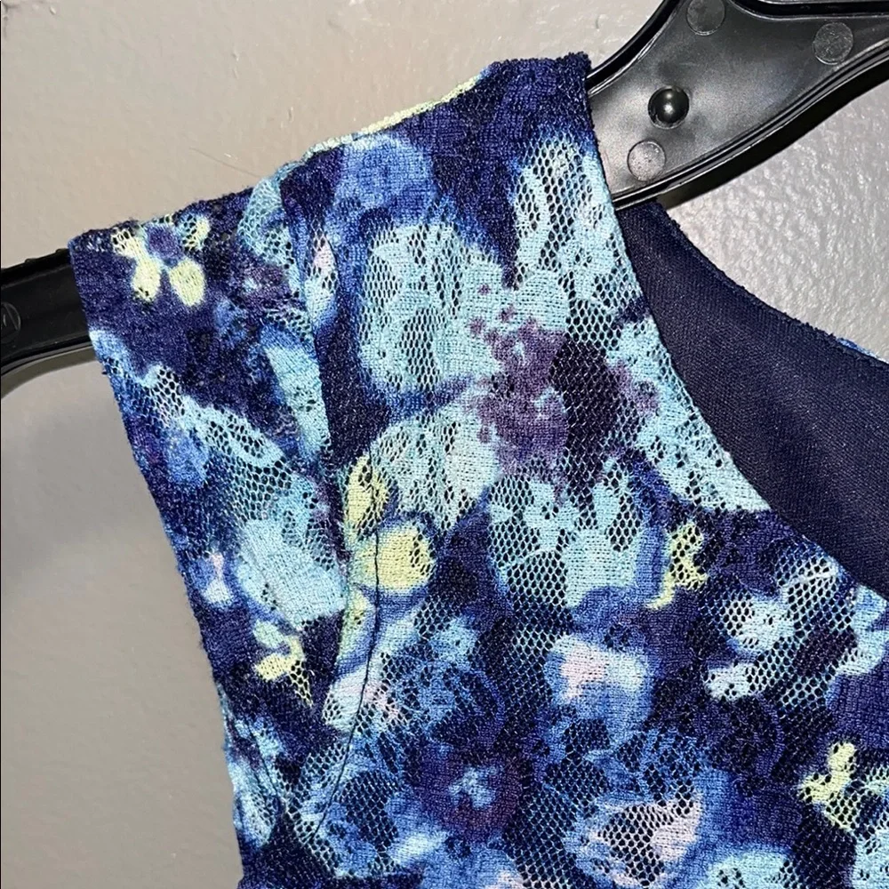 Floral Blue Sleeveless Dress